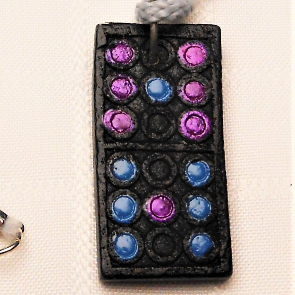 No.1. Two seven dots handmade dominos tiles pendants